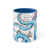 Blue Pink Tentacles Octopus Vintage Map On White Art Accent Coffee Mug 11Oz /