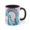 Blue Pink Tentacles Octopus Vintage Map On White Art Accent Coffee Mug 11Oz