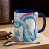 Blue Pink Tentacles Octopus Vintage Map On White Art Accent Coffee Mug 11Oz