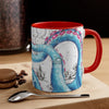 Blue Pink Tentacles Octopus Vintage Map On White Art Accent Coffee Mug 11Oz