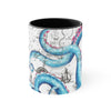 Blue Pink Tentacles Octopus Vintage Map On White Art Accent Coffee Mug 11Oz Black /