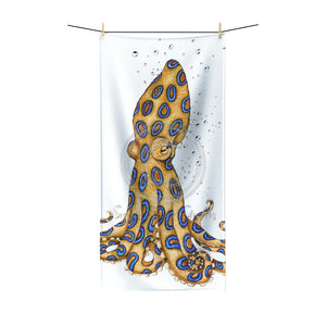 Blue Ring Octopus And Bubbles Art Polycotton Towel 36 × 72 Home Decor