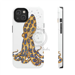 Blue Ring Octopus And The Bubbles White Art Case Mate Tough Phone Cases Iphone 14