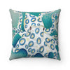 Blue Ring Octopus Art Square Pillow 14X14 Home Decor