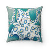 Blue Ring Octopus Art Square Pillow Home Decor