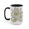 Blue Ring Octopus Ink Art Two-Tone Coffee Mugs 15Oz / Black Mug