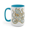 Blue Ring Octopus Ink Art Two-Tone Coffee Mugs 15Oz / Light Mug