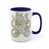 Blue Ring Octopus Ink Art Two-Tone Coffee Mugs 15Oz Mug