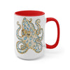 Blue Ring Octopus Ink Art Two-Tone Coffee Mugs 15Oz Mug