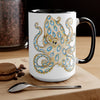 Blue Ring Octopus Ink Art Two-Tone Coffee Mugs 15Oz Mug