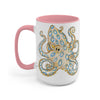 Blue Ring Octopus Ink Art Two-Tone Coffee Mugs 15Oz Mug