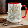 Blue Ring Octopus Ink Art Two-Tone Coffee Mugs 15Oz Mug