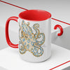 Blue Ring Octopus Ink Art Two-Tone Coffee Mugs 15Oz Mug