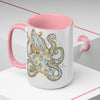 Blue Ring Octopus Ink Art Two-Tone Coffee Mugs 15Oz Mug