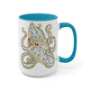 Blue Ring Octopus Ink Art Two-Tone Coffee Mugs 15Oz Mug