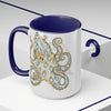 Blue Ring Octopus Ink Art Two-Tone Coffee Mugs 15Oz Mug