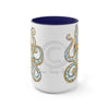 Blue Ring Octopus Ink Art Two-Tone Coffee Mugs 15Oz Mug