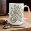 Blue Ring Octopus Ink Art Two-Tone Coffee Mugs 15Oz Mug