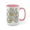 Blue Ring Octopus Ink Art Two-Tone Coffee Mugs 15Oz / Pink Mug