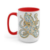 Blue Ring Octopus Ink Art Two-Tone Coffee Mugs 15Oz / Red Mug