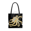 Blue Ring Octopus On Black Tote Bag Bags
