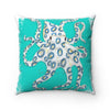 Blue Ring Octopus Teal Art Square Pillow 14X14 Home Decor