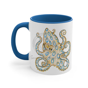Blue Ring Octopus Tentacles Ink Art Accent Coffee Mug 11Oz /