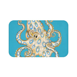 Blue Ring Octopus Tentacles Ink Art Bath Mat 34 × 21 Home Decor