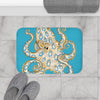 Blue Ring Octopus Tentacles Ink Art Bath Mat Home Decor