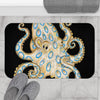 Blue Ring Octopus Tentacles Ink Art Black Bath Mat Home Decor