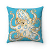Blue Ring Octopus Tentacles Ink Art Square Pillow Home Decor