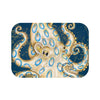 Blue Ring Octopus Tentacles Ink Art Vintage Map Bath Mat 24 × 17 Home Decor