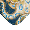 Blue Ring Octopus Tentacles Ink Art Vintage Map Bath Mat Home Decor