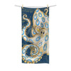 Blue Ring Octopus Tentacles Ink Art Vintage Map Ii Polycotton Towel 30 × 60 Home Decor