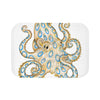 Blue Ring Octopus Tentacles Ink Art White Bath Mat 24 × 17 Home Decor
