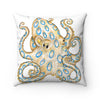 Blue Ring Octopus Tentacles Ink Art White Square Pillow Home Decor