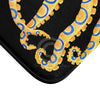 Blue Ring Octopus Tentacles Watercolor Art Black Bath Mat Home Decor