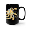 Blue Ring Octopus Watercolor Black Mug 15Oz