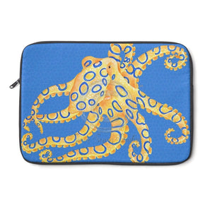 Blue Ring Octopus Watercolor Ink Laptop Sleeve 13