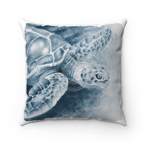 Blue Sea Turtle Watercolor Square Pillow 14X14 Home Decor
