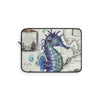 Blue Seahorse Love Vintage Map Nautical Ocean Art Laptop Sleeve 15