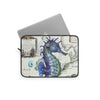 Blue Seahorse Love Vintage Map Nautical Ocean Art Laptop Sleeve