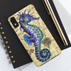 Blue Seahorse Vintage Map Beige Watercolor Art Case Mate Tough Phone Cases