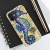 Blue Seahorse Vintage Map Beige Watercolor Art Case Mate Tough Phone Cases