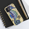Blue Seahorse Vintage Map Beige Watercolor Art Case Mate Tough Phone Cases