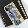 Blue Seahorse Vintage Map Beige Watercolor Art Case Mate Tough Phone Cases