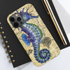 Blue Seahorse Vintage Map Beige Watercolor Art Case Mate Tough Phone Cases