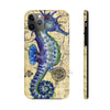 Blue Seahorse Vintage Map Beige Watercolor Art Case Mate Tough Phone Cases Iphone 11 Pro Max