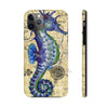 Blue Seahorse Vintage Map Beige Watercolor Art Case Mate Tough Phone Cases Iphone 11 Pro Max