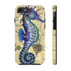 Blue Seahorse Vintage Map Beige Watercolor Art Case Mate Tough Phone Cases Iphone 7 8